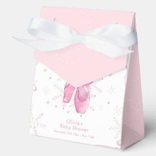 Elegant Pink Snowflake Ballerina Girl Baby Shower  Favour Box