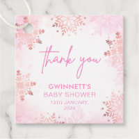 Elegant Pink Snowflake Girl Baby Shower