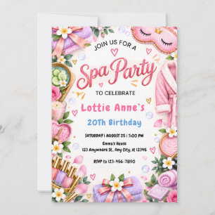 Elegant Pink Spa Birthday Invitation