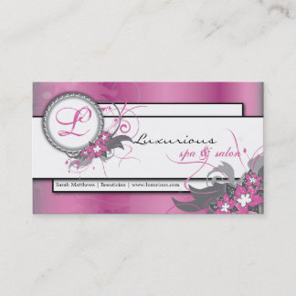 Elegant Pink Spa & Salon Monogram Business Card