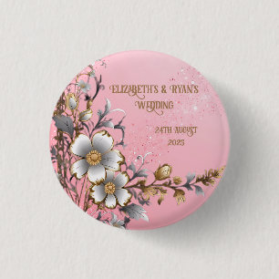 Elegant Pink Sparkle Wedding Background 3 Cm Round Badge