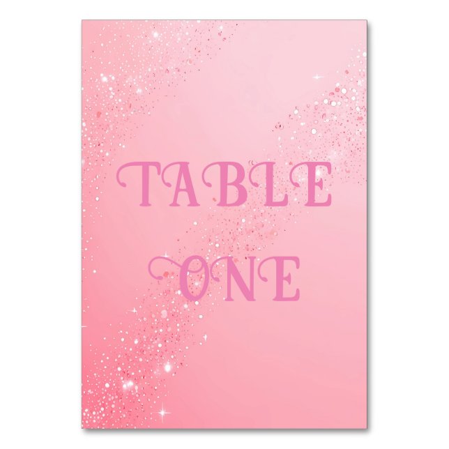 Elegant Pink Sparkle Wedding Background Table Number (Back)