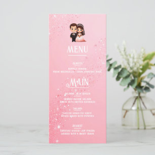 Elegant Pink Sparkle Wedding Menu