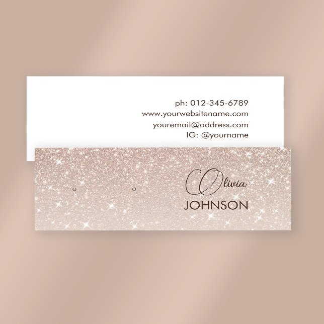 Elegant Pink Sparkly Jewellery Earring Display  Mini Business Card (Stylishly Personalize with Your Custom Name & Business Contact Information.)