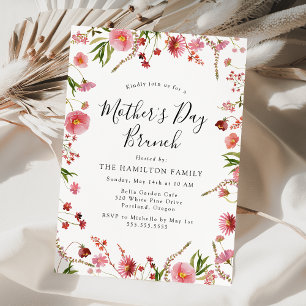 Elegant Pink Spring Floral Mother's Day Brunch Invitation