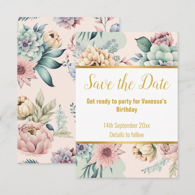 ELEGANT PINK SPRING FLORAL RESPONSE RSVP CARD (Front/Back)