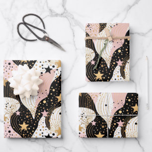 Elegant pink star pattern tiled  wrapping paper sheet