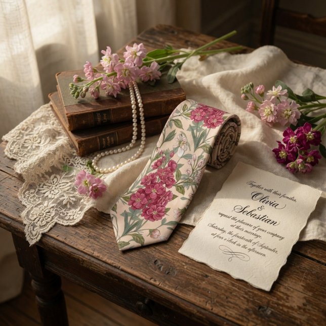 Elegant Pink Stock Flower  Tie (Creator Uploaded)