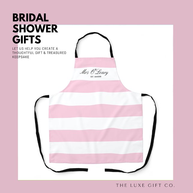 Elegant Pink Stripe Bride to Be Bridal Shower Apron (Creator Uploaded)