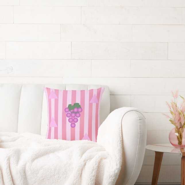 Elegant Pink Stripe with Faith Fruit Grape Design Cushion (Couch)