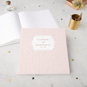 Elegant Pink Striped Minimalist Guest Book