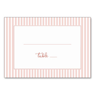 Elegant Pink Striped Table Sign Number