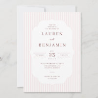 Elegant Pink Striped Wedding Invitation