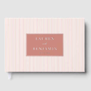 Elegant Pink Striped Wedding Invitation Guest Book