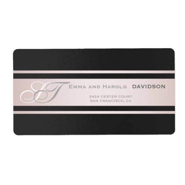 Elegant Pink Stripes Black Texture Custom Monogram (Front)