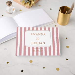 Elegant Pink Stripes Guest Book