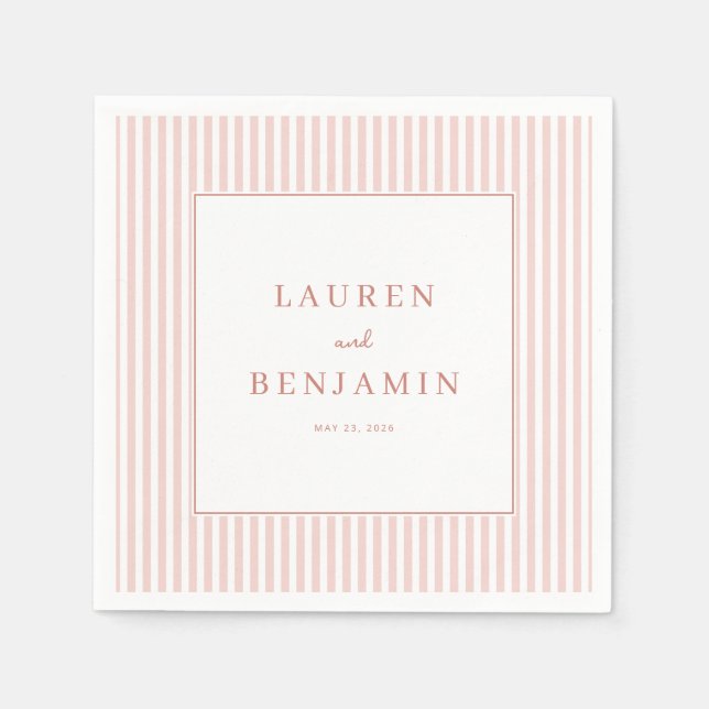 Elegant Pink Stripes Napkin (Front)