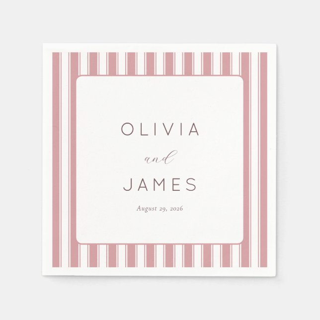Elegant Pink Stripes Napkin (Front)