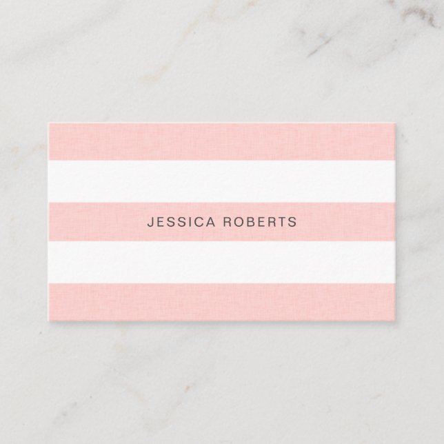 Elegant Pink Stripes Pattern Business Card (Front)