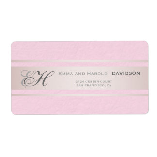 Elegant Pink Stripes Pink Textured Custom Monogram