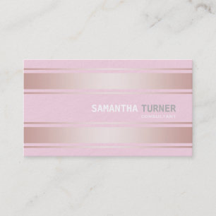 Elegant Pink Stripes Professional Custom Business Card