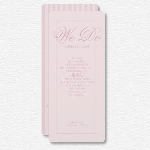 Elegant Pink Stripes Wedding Program