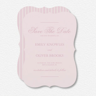 Elegant Pink Stripes Wedding Save The Date