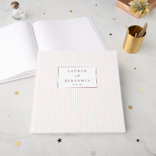 Elegant Pink Stripes With Gold Accents Guest Book