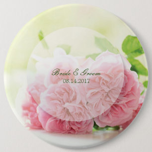 Elegant Pink Summer Rose Wedding 6 Cm Round Badge