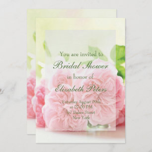 Elegant Pink Summer Rose Wedding Bridal Shower Invitation