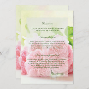 Elegant Pink Summer Rose Wedding Directions Invitation