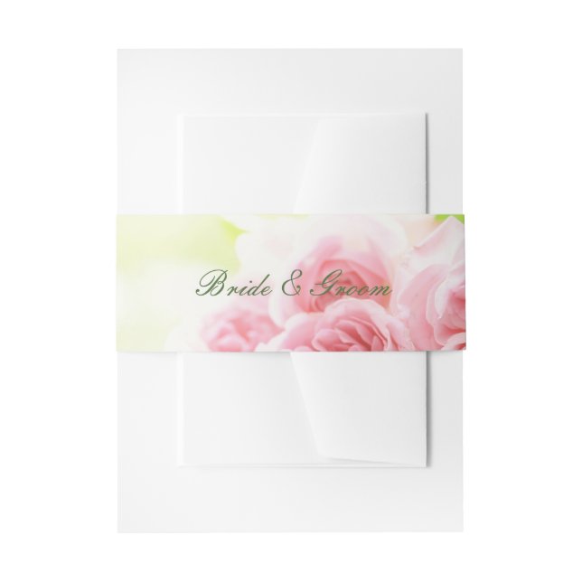 Elegant Pink Summer Rose Wedding Invitation Belly Band (Front Example)