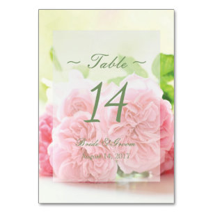 Elegant Pink Summer Rose Wedding Table Number