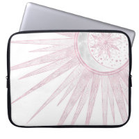 Elegant Pink Sun Moon Doodle Mandala White Design