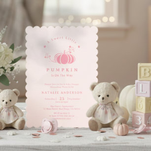 Elegant Pink Sweet Little Pumpkin Baby Shower Invitation
