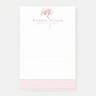 Elegant Pink Sweet Pea Flowers - Personalized  Sta Post-it Notes