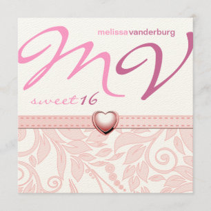Elegant Pink Sweet Sixteen Birthday Invites