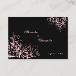 Elegant Pink Swirls RSVP Wedding Announcement Mini