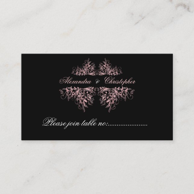 Elegant Pink Swirls Table Place Card Mini (Front)