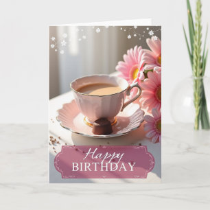 Elegant Pink Teacup Birthday Card