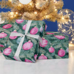 Elegant pink teal Christmas baubles Wrapping Paper<br><div class="desc">Elegant pink teal Christmas baubles Wrapping Paper.</div>