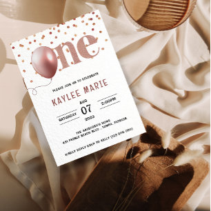 Elegant Pink Theme 1st birthday Invitation