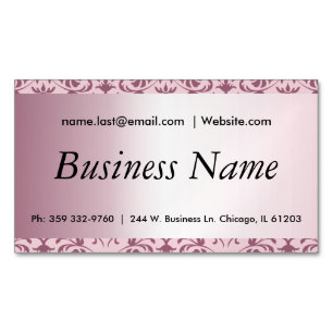 Elegant Pink Tourmaline Damask Magnetic Business Card
