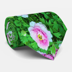 Elegant Pink Tree Peony Flowers with Yellow Center Tie