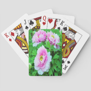 Elegant Pink Tree Peony Flowers with Yellow Centre Playing Cards