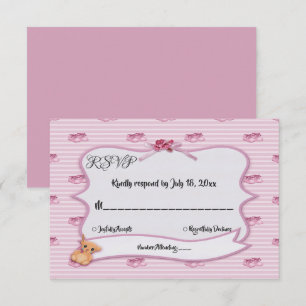 Elegant Pink Trendy Stylish Ornate Modern Wedding RSVP Card