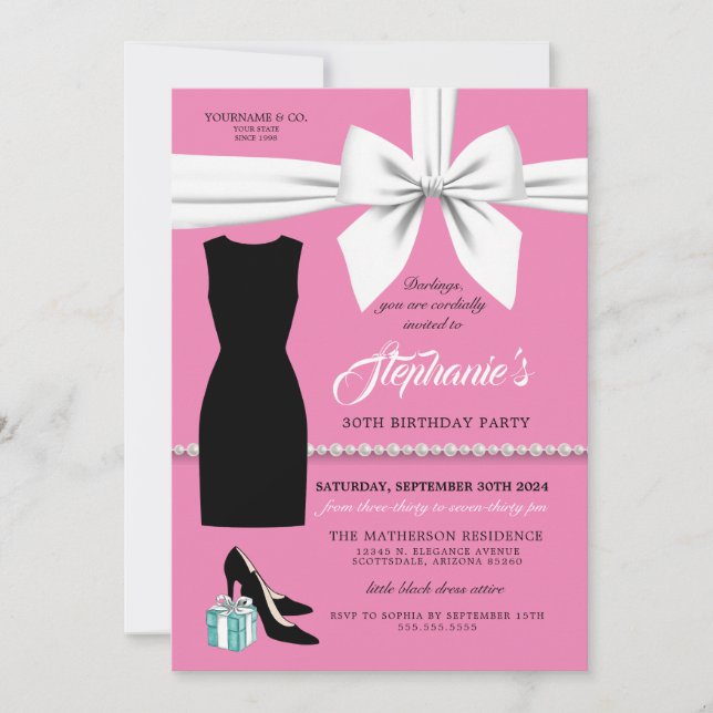 Elegant Pink Trendy Tiffany Birthday Invitation (Front)