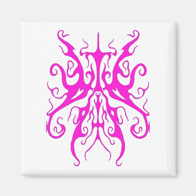 Elegant Pink Tribal Mask Abstract Design Magnet (Front)