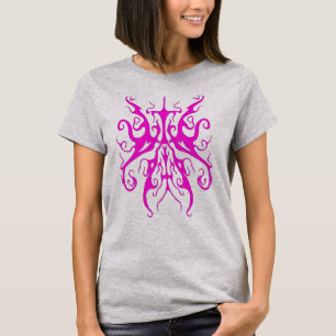 Elegant Pink Tribal Mask Abstract Design T-Shirt