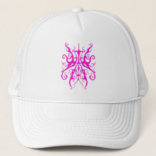 Elegant Pink Tribal Mask Abstract Design Trucker Hat